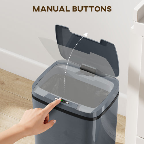 15L Sensor Bin, Automatic Touchless Kitchen Bin, Easy Clean, Battery Operated For Home Office, Bedroom, Bathroom, Grey-My Home Valley